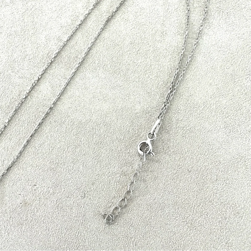 FLOWER Dainty 925 Sterling Silver Blue Clear Rhinestone Adjustable Necklace - Picture 9 of 9